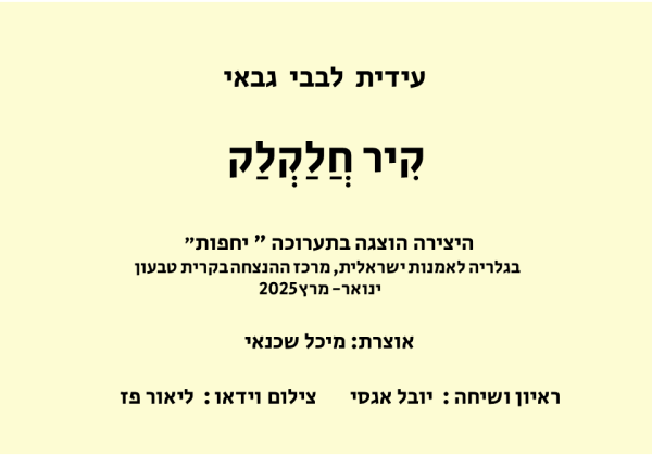 | " קיר חלקלק 2025 " | ראיון ושיחה עם יובל אגסי לנוכח היצירה |
